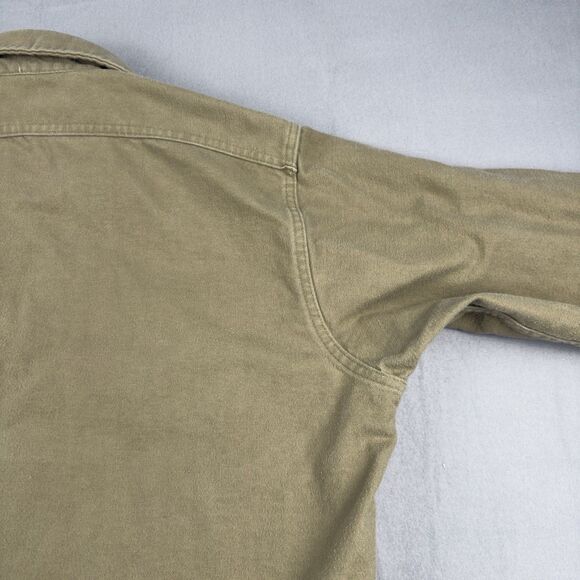 Vintage Cabela's Button Up Flannel Shirt (Sage) Mens Lg Chamois USA Made - Picture 9 of 13